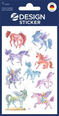 Matrica, papír, 2 ív, 76x120 mm, AVERY ZWECKFORM, "Z-Design No.53148", unikornisok